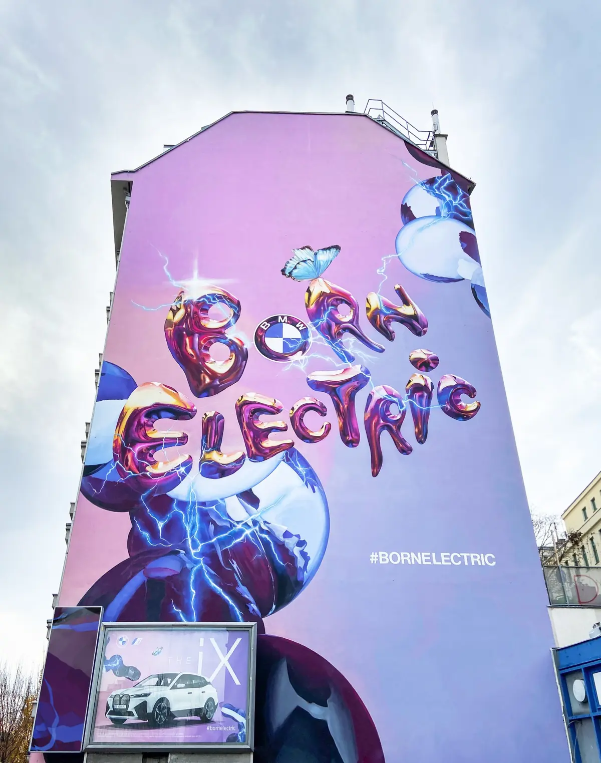 The Born Electric mural in Mariahilf by day